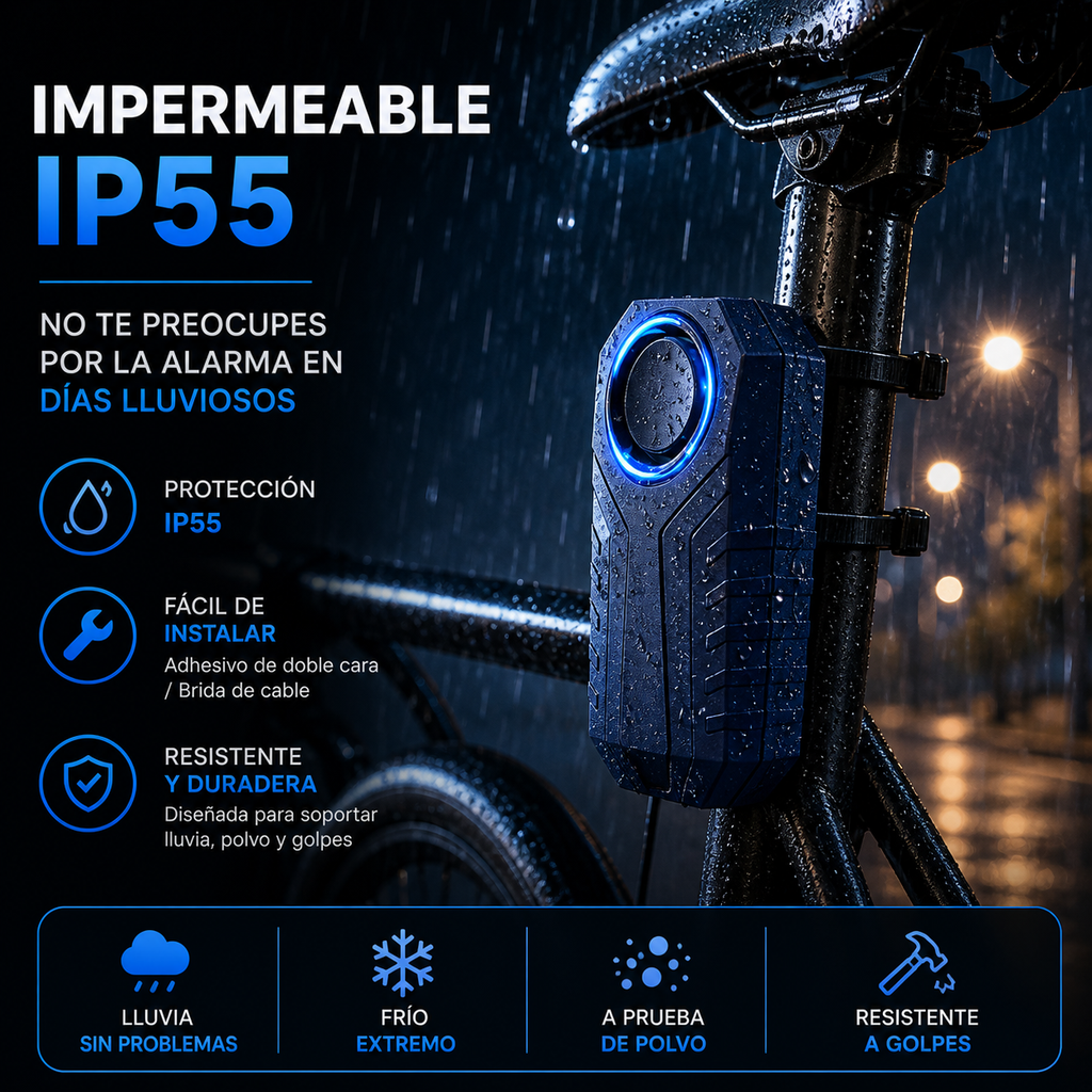 Alarma Antirrobo Moto con mando 113dB Impermeable