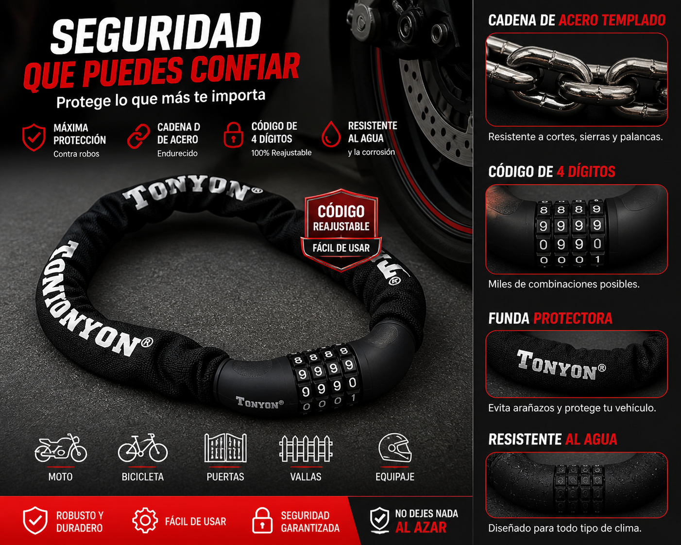 Candado de Seguridad para Bicicleta con Código