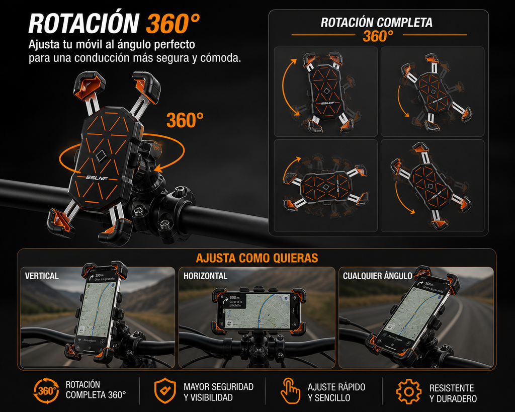 Soporte Moto 360° Antivibración para Móvil